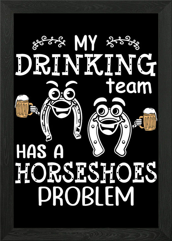 Drinking Team Horseshoe Framed Wall Art Poster Canvas Print Picture