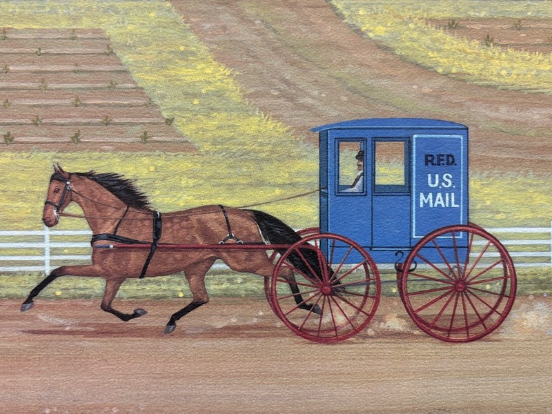 Judith Blinn "Country Racing" Signed & # Framed Primitive Art Horse Racing New gallery
