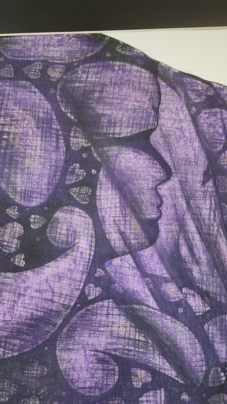 Lady under paisley linen veil