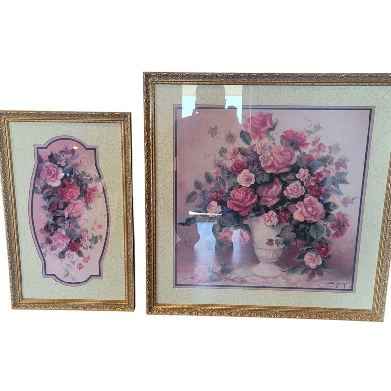 Di Giacomo Framed Art set Print Roses Still Life Set, 28×28″ & 21×15″