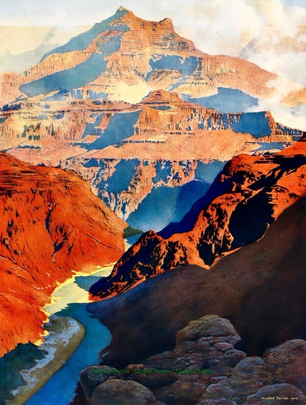 The Grand Canyon 8.5×11″ Photo Print Maxfield Parrish Landscape Shades of Orange
