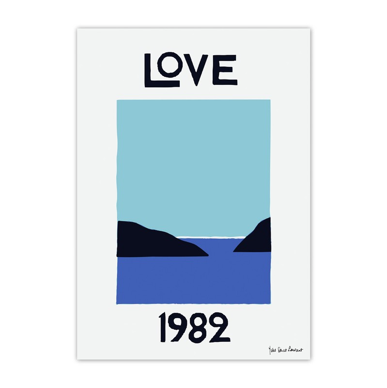 1982 YSL Love Poster (unframed), Blue Living Room Wall Art
