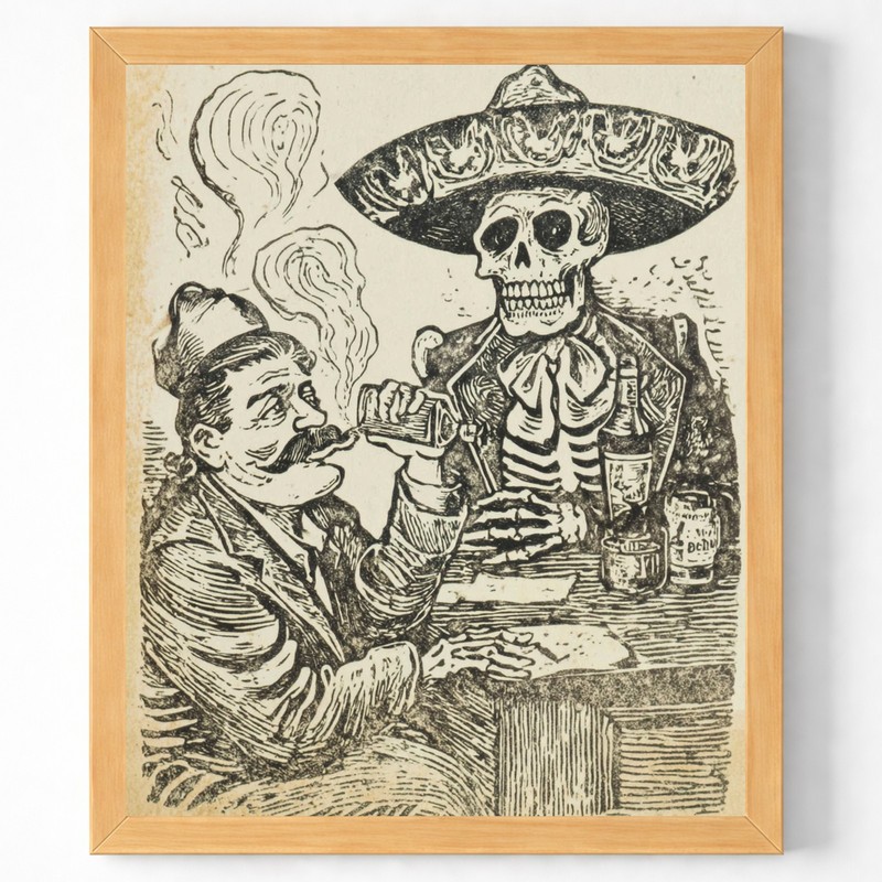 Day of the Dead Skeleton Wall Art Print 8x10 Mexican Folk Decor - 260401146 gallery