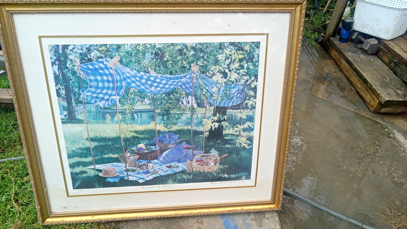 Shari Hatchett Bohlmann Signed Picnic Landscape Print Matted & Framed