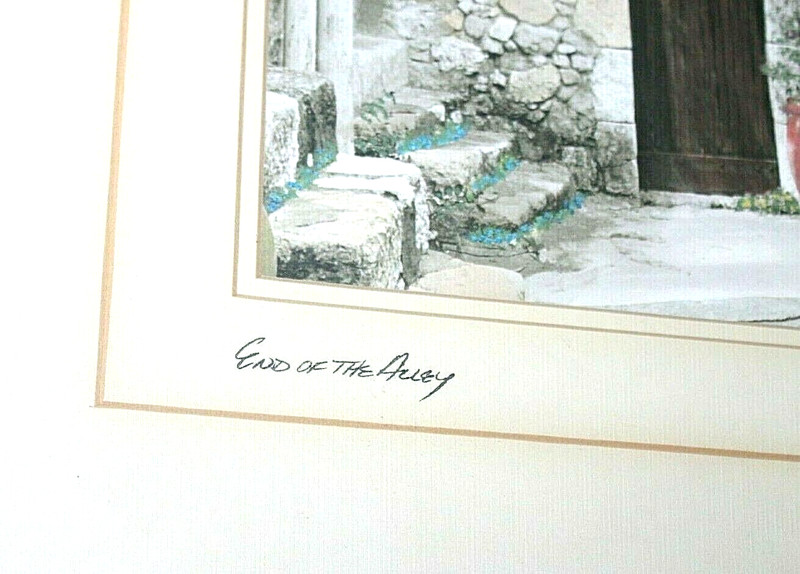 END OF THE ALLEY, MARTIN ROBERTS, ARTIST, SIGNED, WOOD FRAME 16" X 20", MATTE gallery