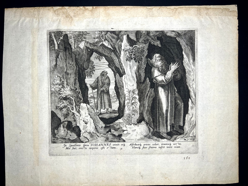 John the Hermit-Jan Sadeler-16th Century Flemish Engraving after Marten de Vos