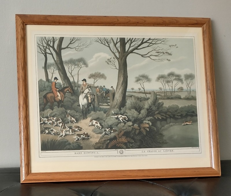 Samuel Howitt «Hare Hunting. 1.» (1807) – rare, vintage print, framed
