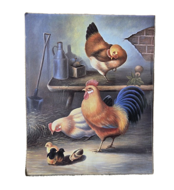 Chickens Rooster Hen Chicks 1987 Ready To Frame 8″ x 10″ Sealed Print Art Decor