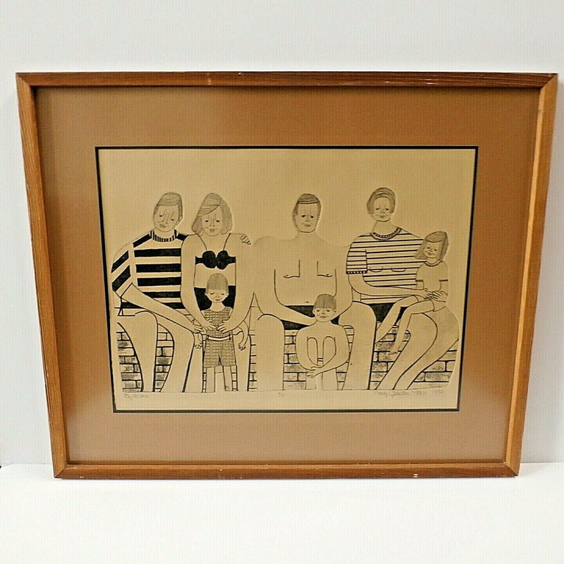 Nancy Johnston Ferro MCM 1983 Original BY THE SEA Intaglio Print Etching Signed