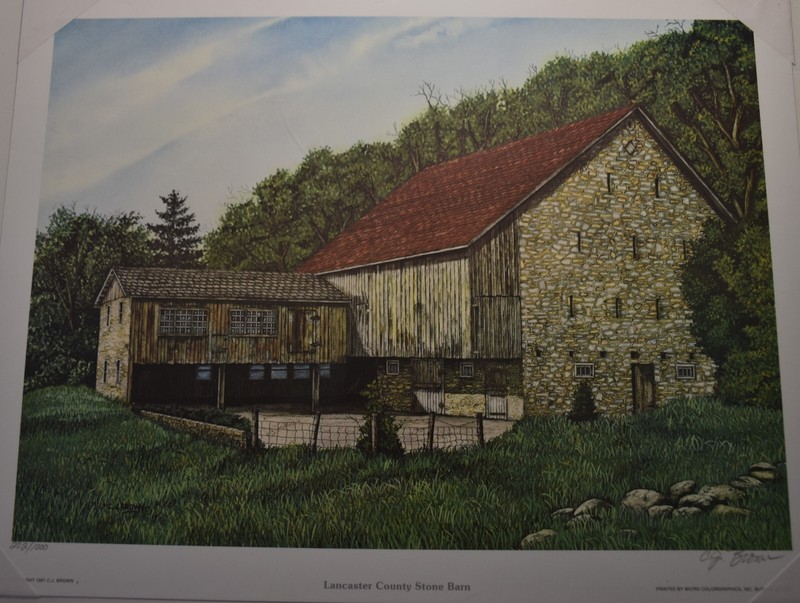 C.J. BROWN limited art print signed 202/1000, «Lancaster County Stone Barn» 1991
