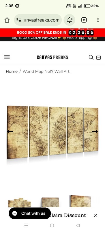 Old World Map MULTI CANVAS WALL ART. gallery