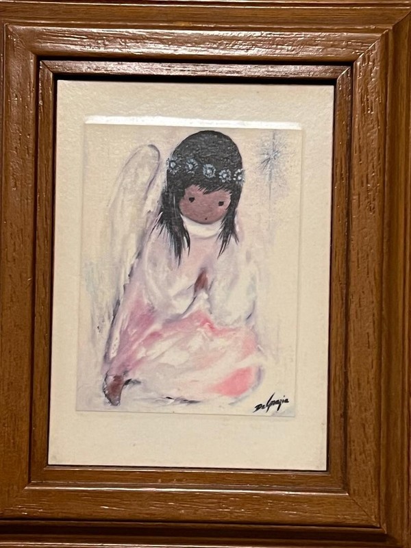 Ted De Grazia «A Little Prayer» Angel Girl 5 1/4″ x 6 1/4″ Print Framed