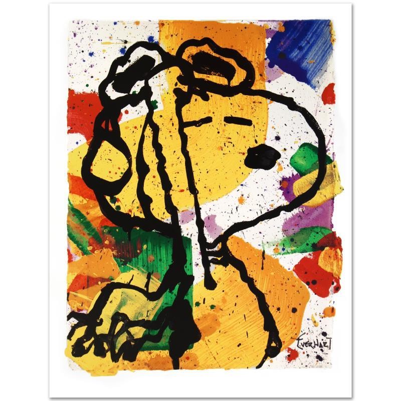 Salute Collectible Fine Art Lithograph Tom Everhart Snoopy Peanuts, LOA