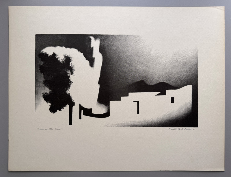 Kenneth Miller Adams Signed Lithograph "House in the Sun" 1950 Taos New Mexico gallery