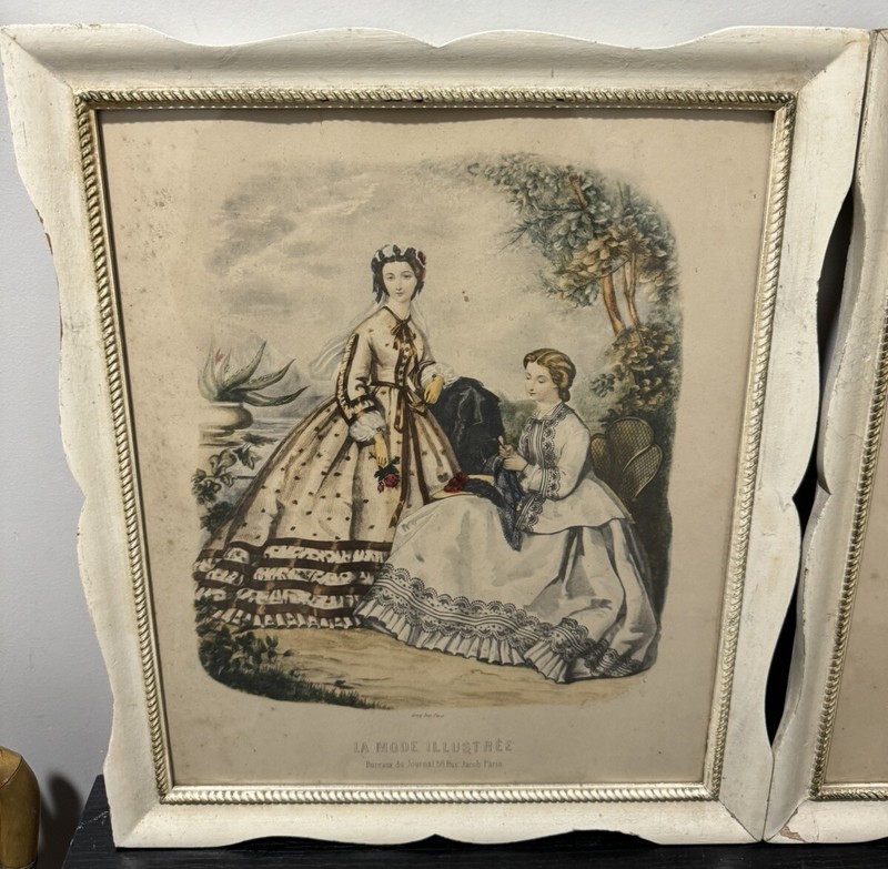 Antique Leroy Imp Paris La Mode Illustree Lithographs, One Signed Anais Toudouze gallery