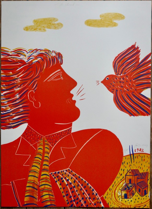 Alekos/Alecos Fassianos Original Lithograph 1982, Signed, 19/75