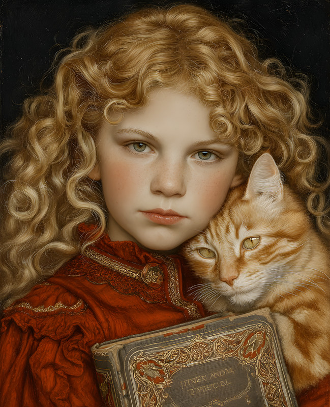 8×10 Girl Holding a Cat Art Print – 811311829
