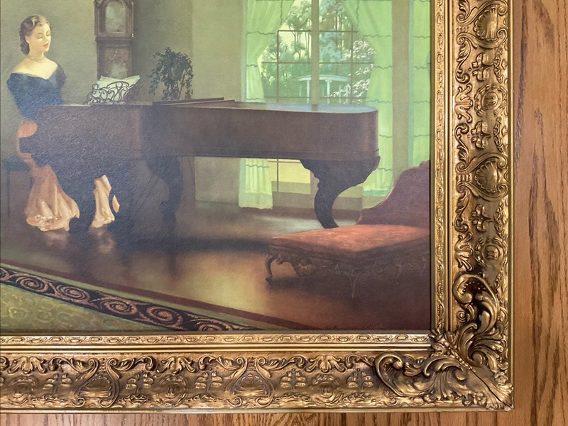 Ralph Brownell McGrew Morning Melody offset lithograph Gold Guilt Framed 29 X 35 gallery