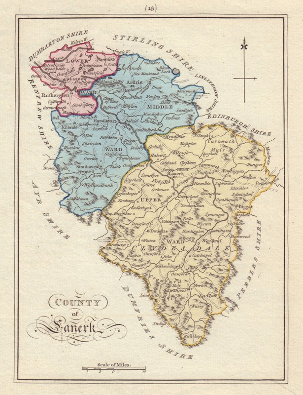 County of Lanerk. Lanarkshire. SAYER / ARMSTRONG 1794 old antique map chart