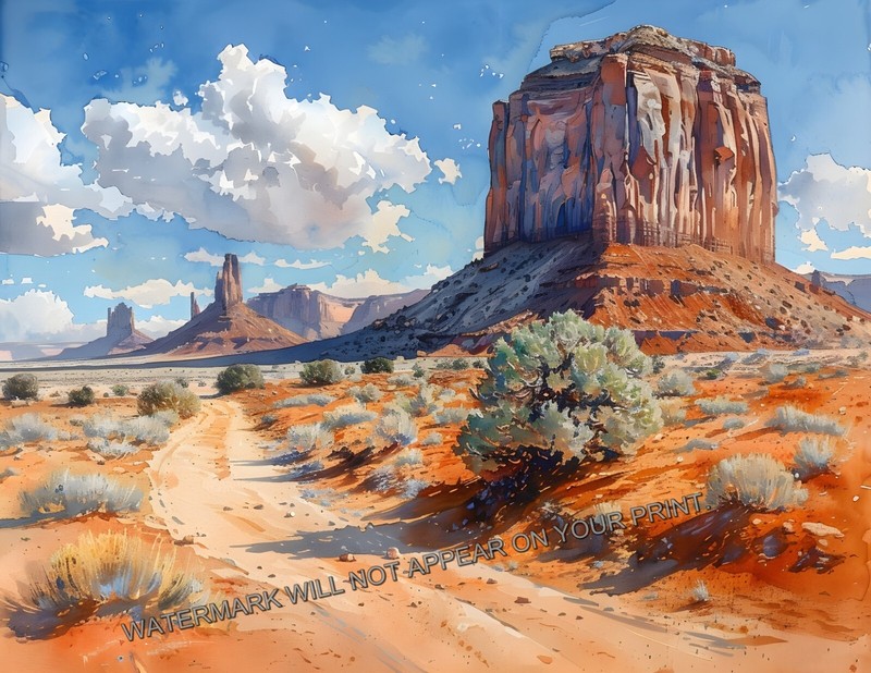 Merrick Butte Monument Valley Arizona American West Giclée Art Print 8.5×11