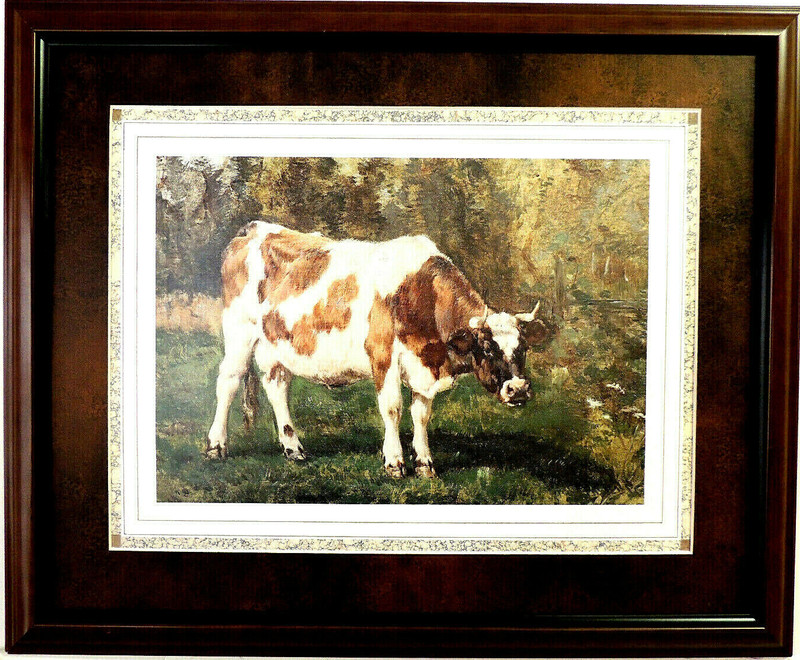 HOLSTEIN COW PICTURE DAIRY FARM ANIMAL COUNTRY MATTED FRAMED 16X20
