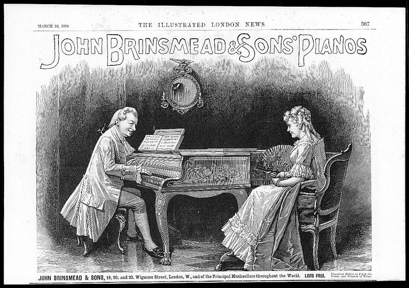 1894 Antique Print ADVERTISING – John Brinsmead Sons Pianos Fan Music (253)