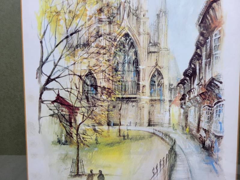 York Minster Framed Print Ben Maile Mounted 50x40cm Gilt Frame Rare Vtg Prop gallery