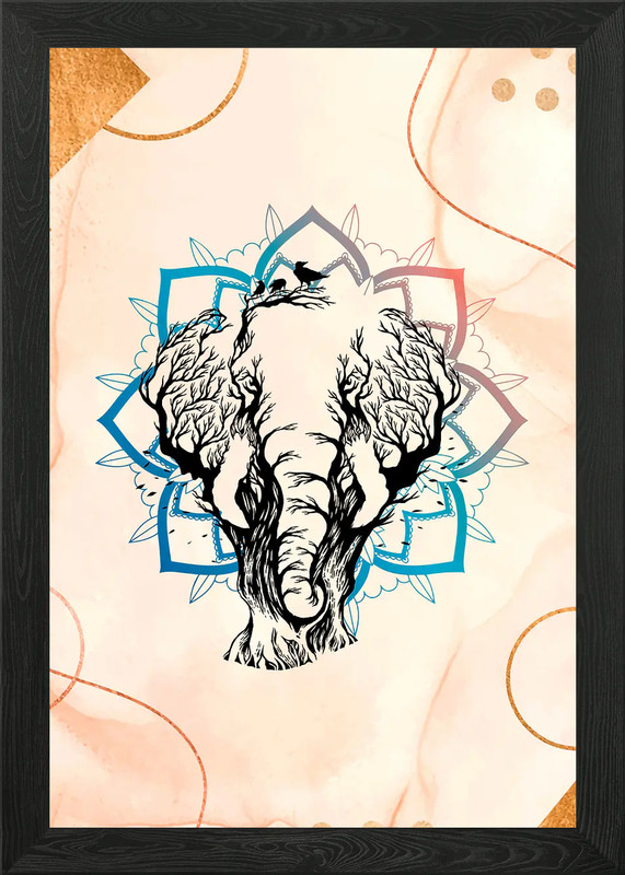 Ganesha Framed Wall Art Poster Canvas Print Picture