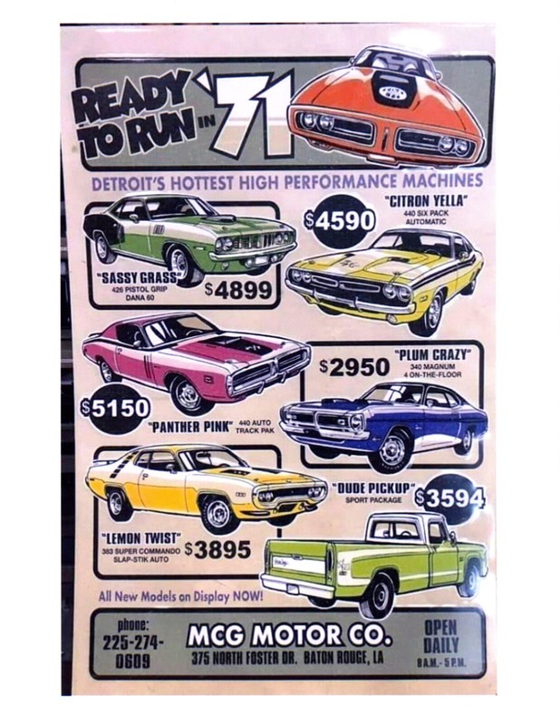 1960 1970 MOPAR CHALLENGER BARRACUDA PLYMOUTH 8.5X11 GLOSSY PHOTO REPRINT AD