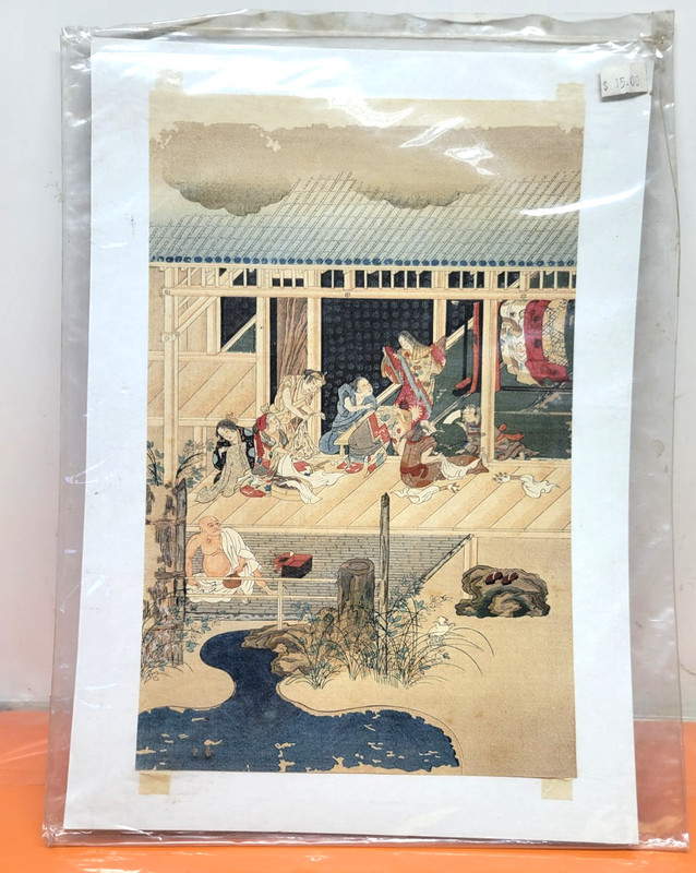 UKIYO-E STYLE WOODBLOCK PRINT REPRINT COURTLY LIFE JAPANESE FOLKLORE JAPAN