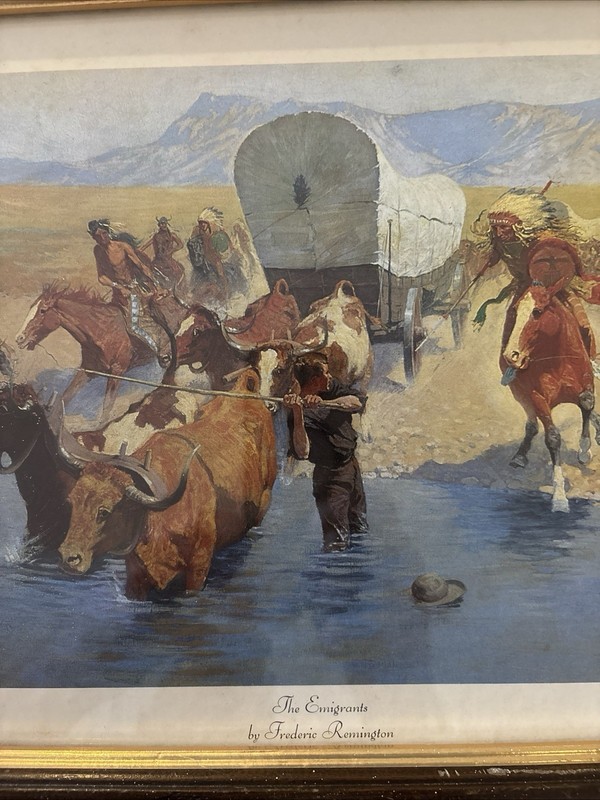 Vintage Print/Framed Art “The Emigrants” By Fredrick Remington Western Style gallery