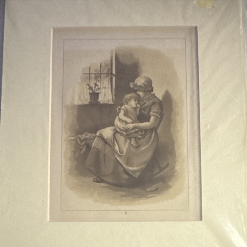 All round the Clock by Harriett M. Bennett Antiquarian Matted Lithograph Print