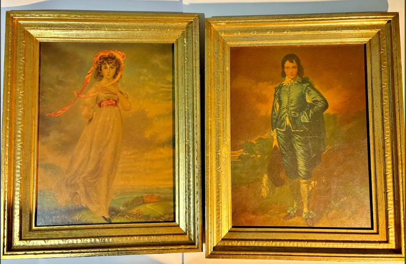 BLUE BOY (12x16in) and PINKIE (12x5in) framed portraits VINTAGE Art Crest AS IS