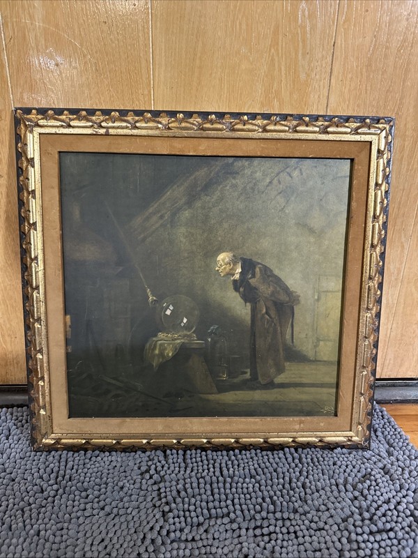 Vtg Carl Spitzweg The Alchemist Framed Art Print Print 15” 14.25”
