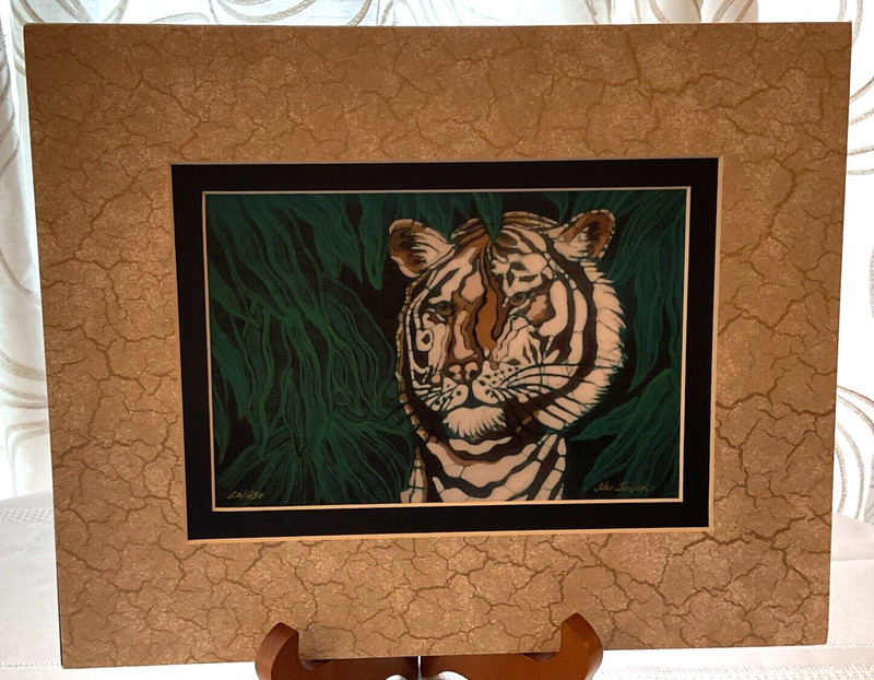 Kae Taylor TIGER Batik Art Print w/ 8″x10″ Mat Signed & Numbered #52/450