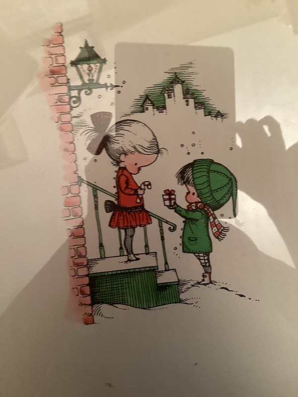 set of 3 framed prints of cartoon children under pinetree vintage May Pole, Gift gallery