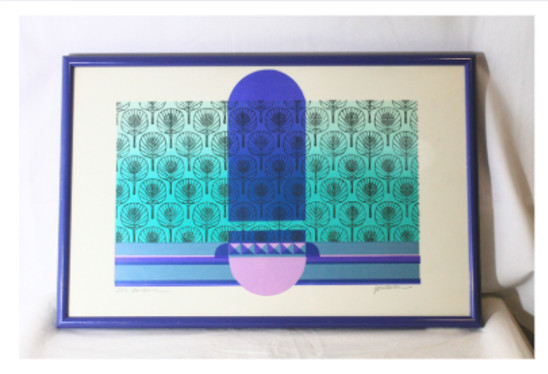 Vintage 1980s Postmodern Serigraph Print Jon Barbara Graitman Signed Framed