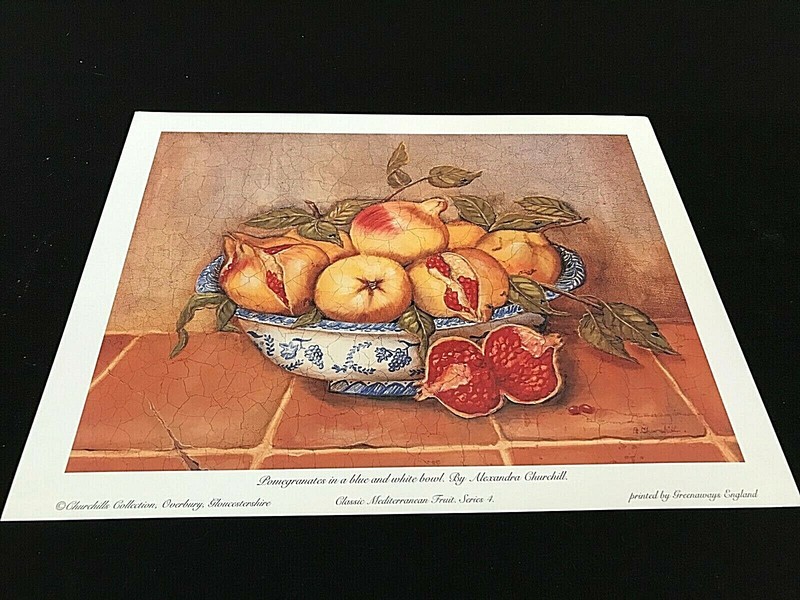 1990's Alexandra Churchill Fine Art Print "Pomegranates In A Blue and White ... gallery