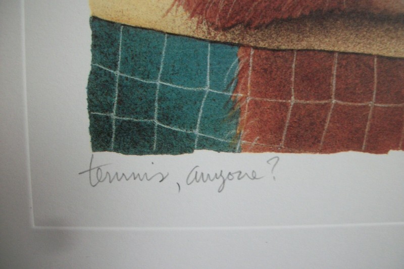 Will Bullas LE Print "tennis, anyone..? No. 248/1000 Ape Playing Tennis Print gallery