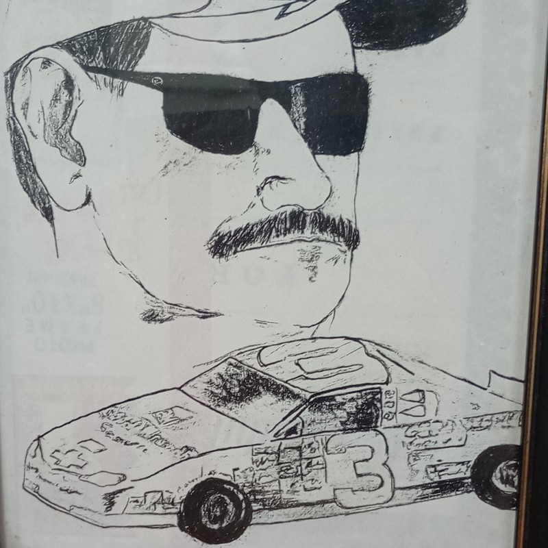 Framed Black & White Racing Driver & Race Car #3 Portrait Art Print gallery
