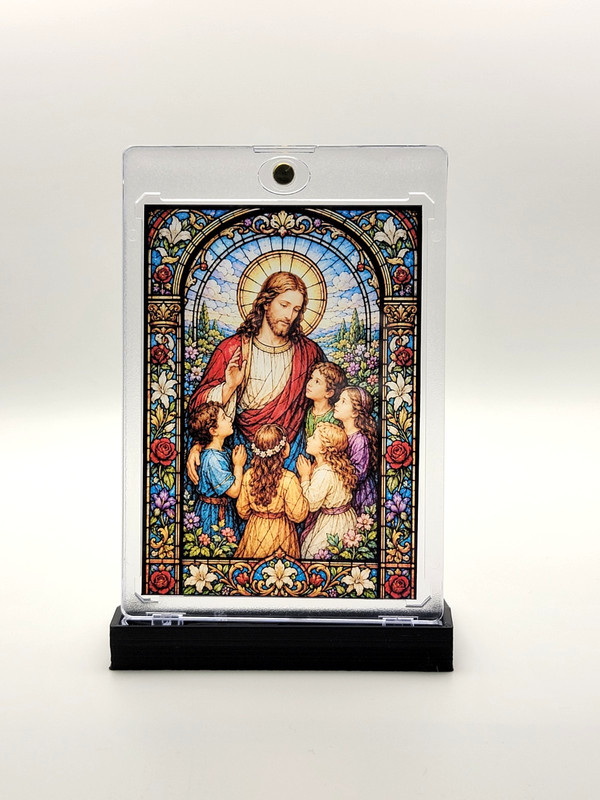 ACEO Custom Transparent Art Card – Jesus Blessing the Children Stained Glass