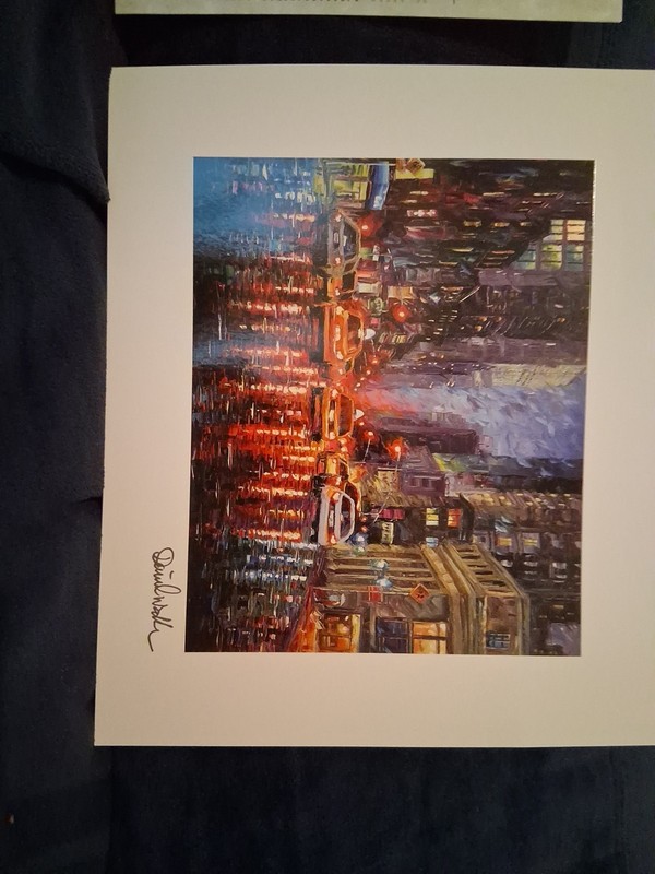 Daniel Wall ‘Rainy Manhattan Night’ 2024 Lithograph 9 3/4 x 11 Signed With COA