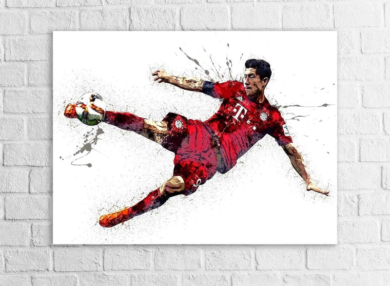 Robert Lewandowski Poster, «Iconic Kick», Gallery Canvas Wrap