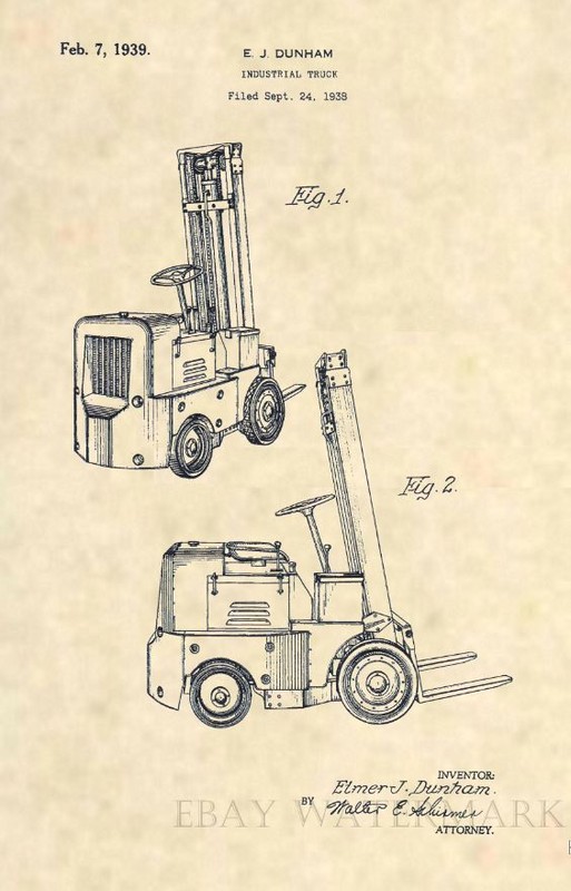 Official Forklift US Patent Art Print – Original Clark Vintage Construction -353
