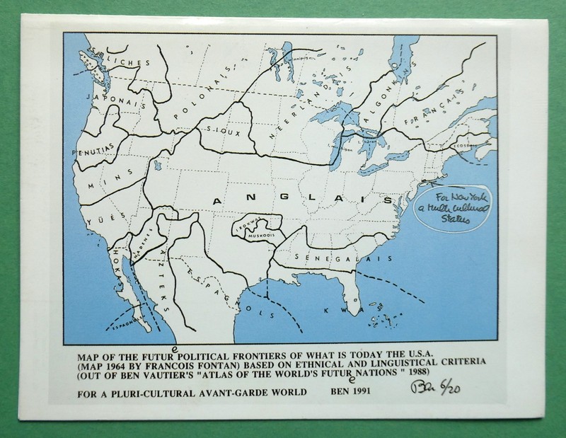 Fluxus 1991; BEN VAUTIER: invitation NY exhibit. ‘pluri-cultural avant-garde’