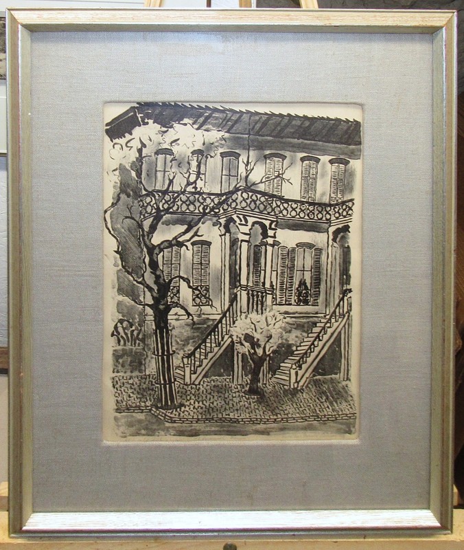 Mabel MacDonald Carver 1951 Modernist Litho Savannah Georgia Row Houses Listed