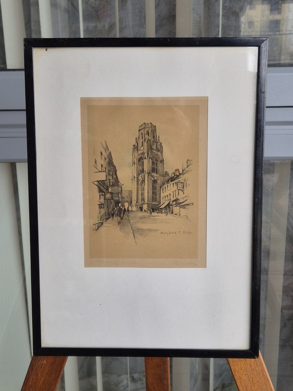 Vintage 1950s, Offset Litho, University Tower Bristol, By Marjorie Bates (1930s)