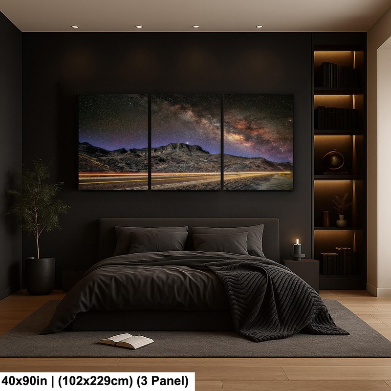 Milky Way Wall Art Mountain Landscape Night Sky Photo Canvas Print gallery