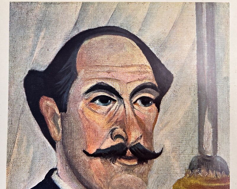 Vintage 1890 Henri Rousseau Auto Portrait with Lamp Art Print Paris 19 x 24 cm. gallery