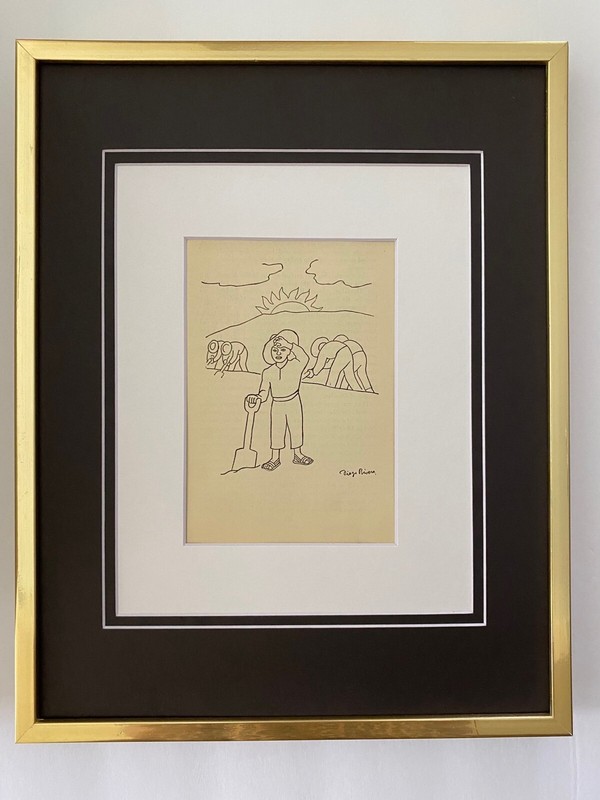 DIEGO RIVERA ORIGINAL 1931 + SIGNED VINTAGE PRINT + DOUBLE MATTED NEW GOLD FRAME
